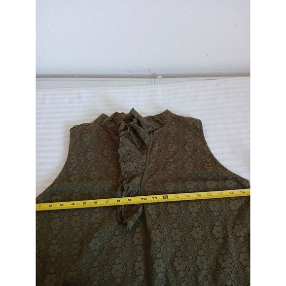 Chaps Denim Petite PXL  Blouse Womens Lace VNeck Sleeveless Lined Summer Spring - Picture 10 of 13